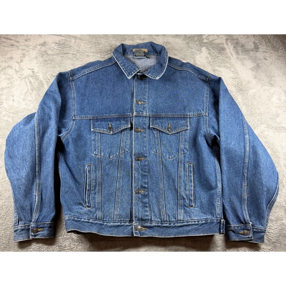 Vtg Short Wave Denim Jean Jacket M Blue Trucker Jean Coat‎ Made Singapore